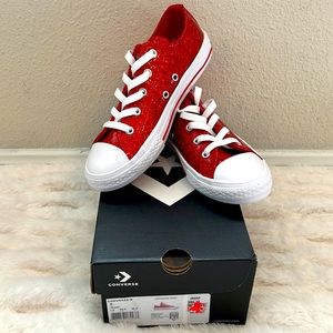 Converse All Star Red Glitter Low Top